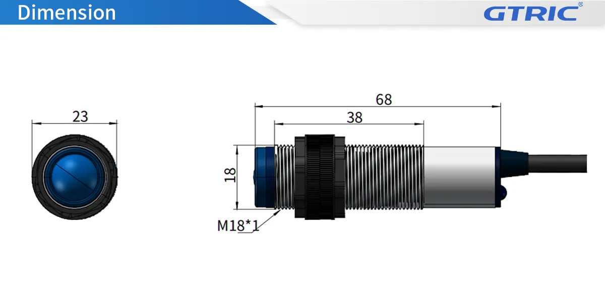 M18 Difuusreflektiivne andur 50mm. tööala