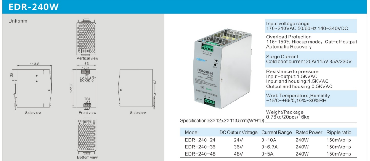 24V DC PSU (Toiteplokk) OMCH