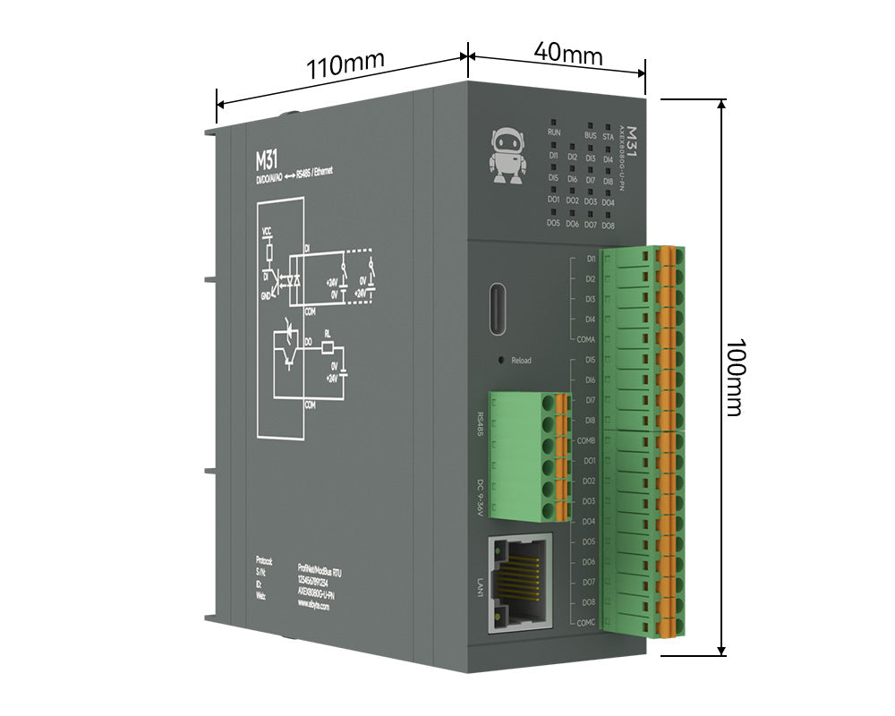 M31 PROFINET remote I/O peamoodul 8DI + 8DO