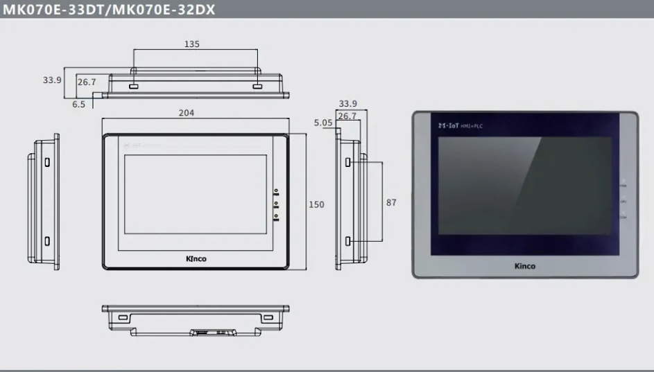 PLC + HMI kombo MK070E-33DT